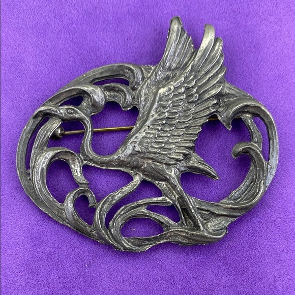 💛 Unique Silver Flamingo Brooch - Picture 1 of 4